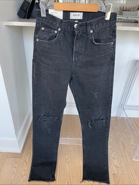 AGOLDE women Cherie high rise Black Distressed straight Jeans